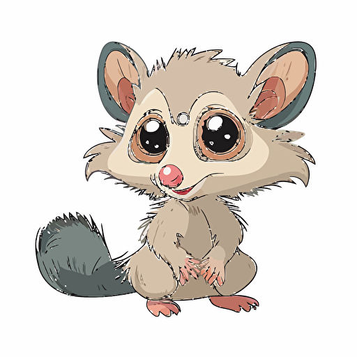 cute possum cartoon style happy transparent background vector