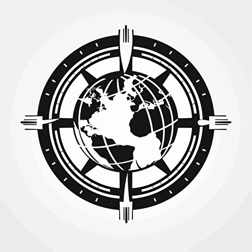 a simple and flat modern vector logo of Film and Atlas, black and white, white background