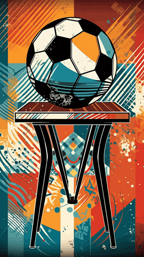 table kicker, retro look, geometric shapes and abstract patterns in the background, vector