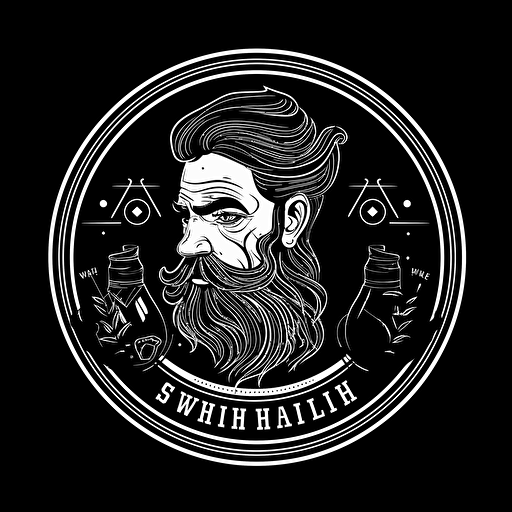 a 2D logo for a whisky bar, black and white, flat desing, no gradients, must be circular, scotich vibe, classic style, vector art