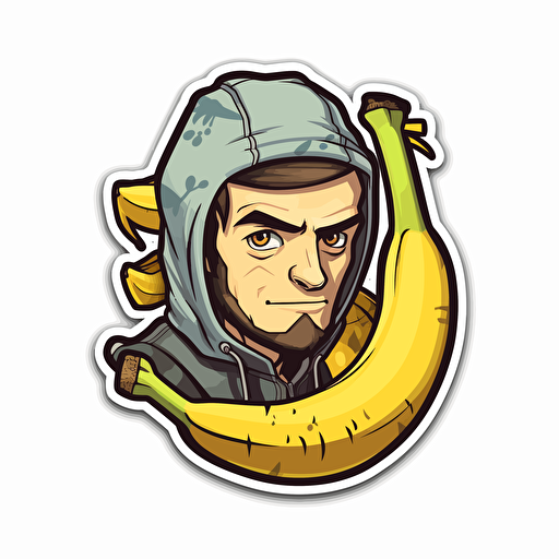 create a full banana, animated, graffiti style, with a face, japanese, air freshener, vector, sticker style, grand theft auto V theme art no background