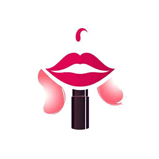 a vector image logo of a chim , she is appling lipstick, it’s a logo of a beauty brand, only 4 color