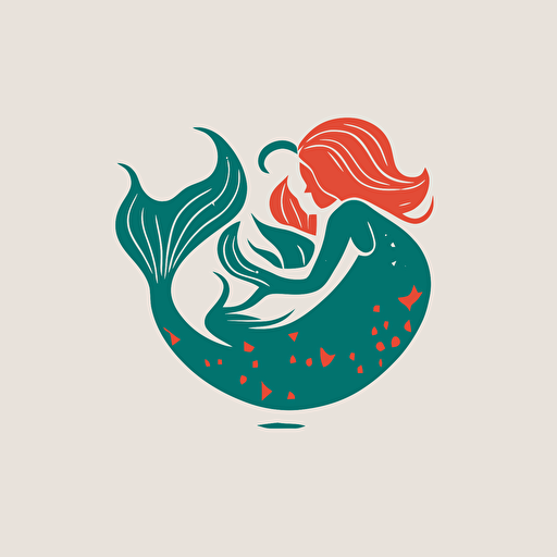 mermaid, logo, vector, simple, happy, love, flat, minimal