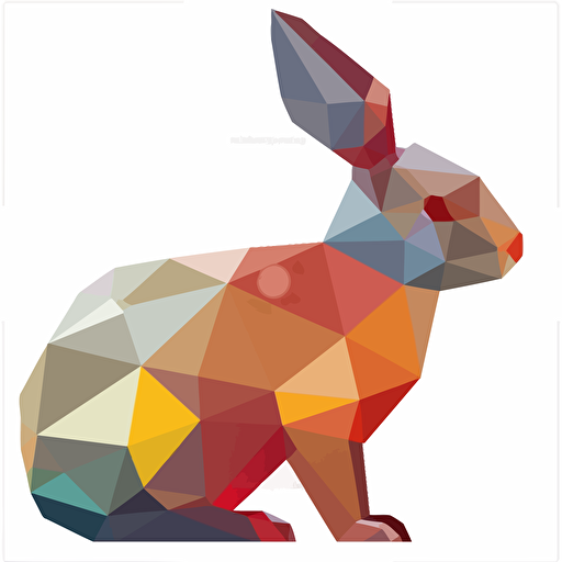 rabbit, vector, low polygon, symmetric, colorful, white background