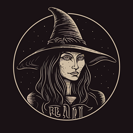 Vector logo of beer drinking witch, simply minimal, by Rob Janoff , color black