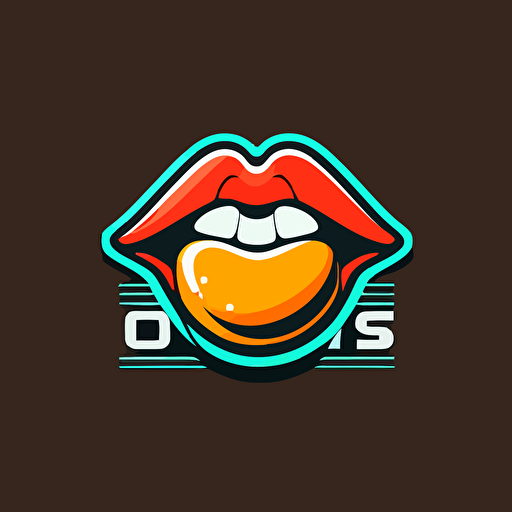 a sports mascot logo of lips, simple, vector