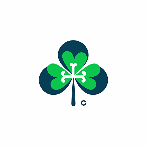 a simple vector logo for drug store, inspired by clover leaf and letter "C", japan style, vector, logo