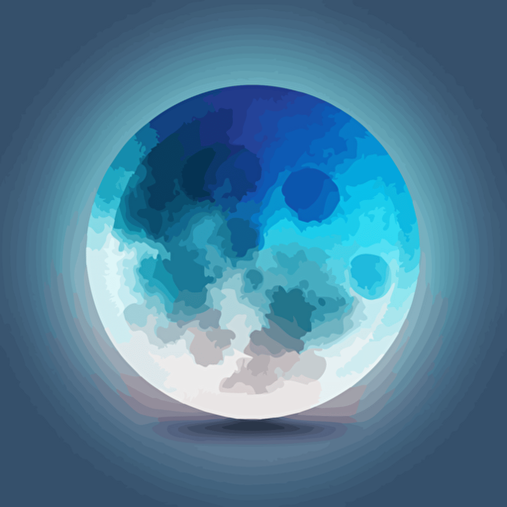 moon, soul, celestial, glowing, mystical, circular shape, gradient, white and blue color palette, centered composition, vector format
