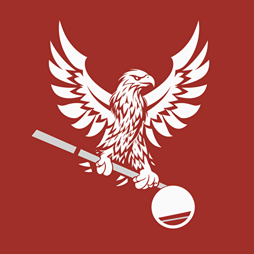 very simple logo for floorball and eagle, red and white colors, retro , vector flat, PNG, SVG, flat shading, solid background, mascot, logo, vector illustration, masterwork, 2D, simple, illustrator