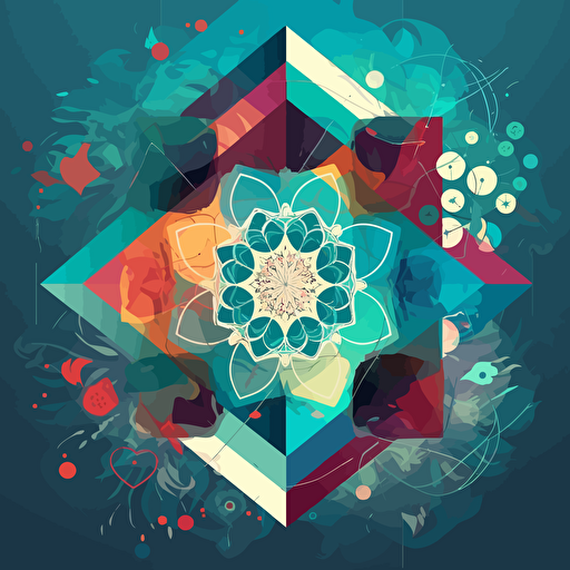 abstract geometric floral elements, 2d, vector art