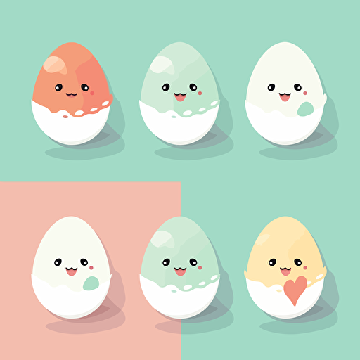 Cute egg illustration, vector, simple clean, minimalist, wallpaper, bright, collection, in a set