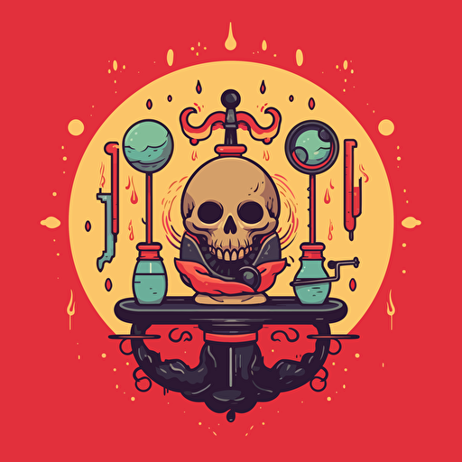 Sinister Science: Occult experiments and eerie inventions SVG, flat shading, solid background, mascot, logo, vector illustration, masterwork, 2D, simple, illustrator.
