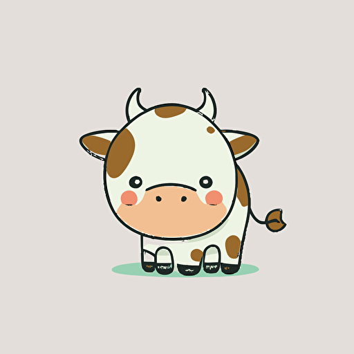 cute cow kawaii style, vector, high resolution, simple, minimalistic, white background