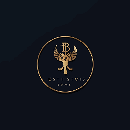 iconic logo, minimalist, deep dark vector on white background, Text Logo with BS, Luxurious, simple