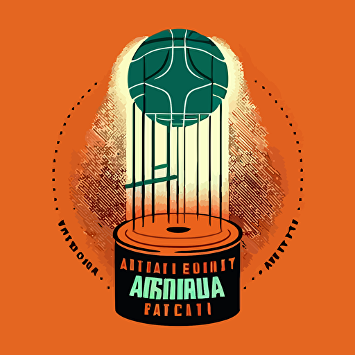 vector logo style basketball academy test-tube on the top basketball in front of minimalistic