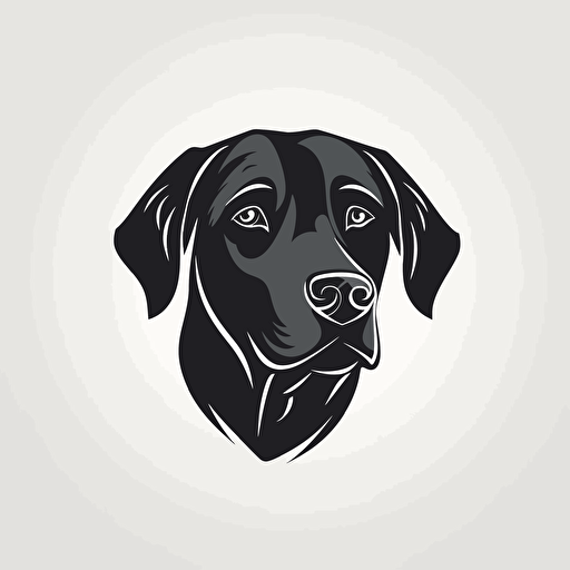 vector single labrador HEAD logo design ,flat design,black color, white background