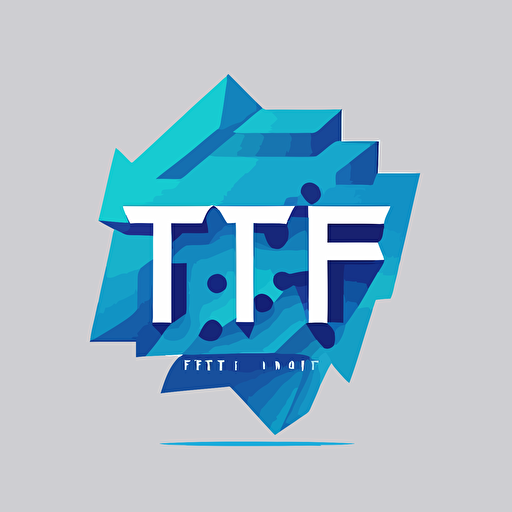 a simple logo with word TF inside, vector illustration, modern style, flat, blue as a main color
