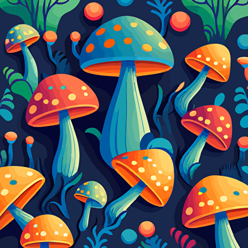 a magic mushroom pattern in a vector style
