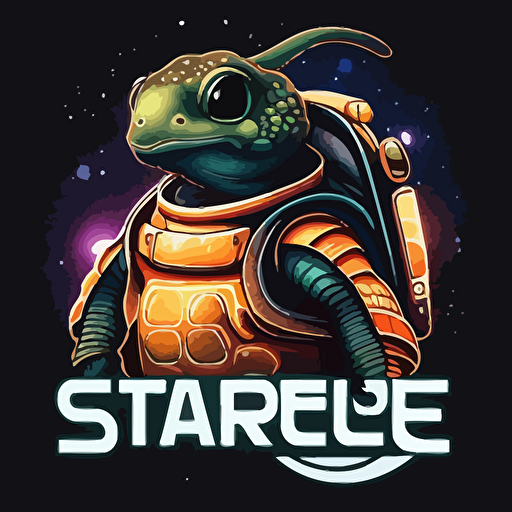 logo of outer space turtle, japanese mascot style vector