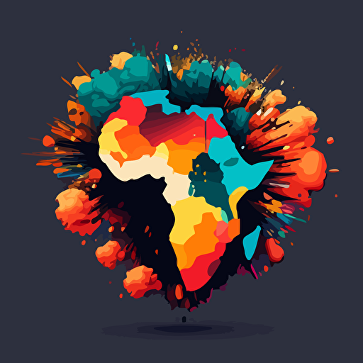 colorful vector art, exploding continent