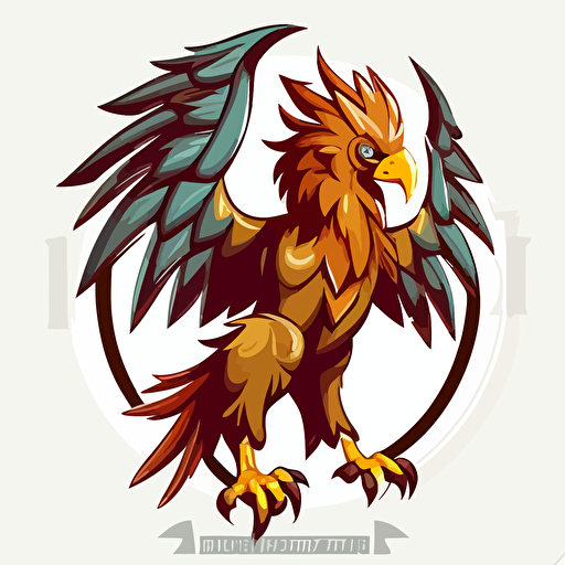 funny griffin, vector logo, vector art, emblem, simple cartoon, 2d, no text, white background