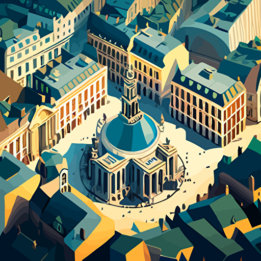Paris aerial view of the historical downtown, vector