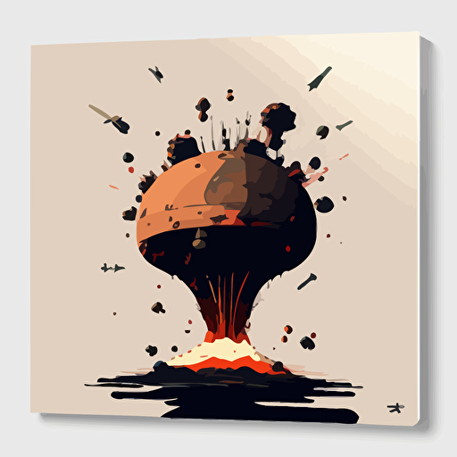 minimalism, vector art, hundereds of atom bombs flying to earth, end of earth, armegeddon