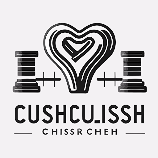 a logo vector about fashion brand called "gymcrush", use a line heart with dumbbells together, use black color, line vector, white background