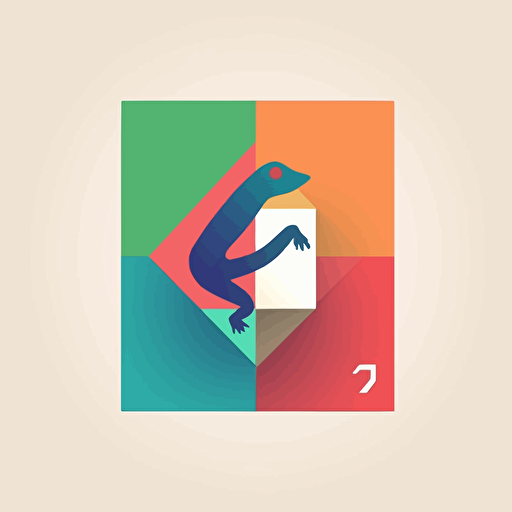 simple logo design of lizard with 5 plates on the back, squared lizard, harmony, vector, flat 2d, company logo, bauhaus style