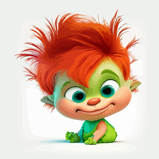 A saturated colorfull baby fur mom, goofy looking, smiling, white background, vector art , pixar style