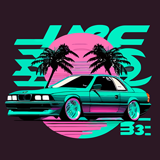 e38 in miami vice style, logo, flat background, vector