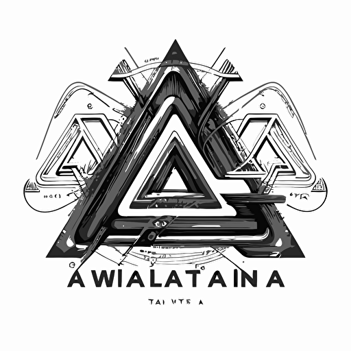 triple A logo in line, futurist, symetric, pencil sketch style vector black color