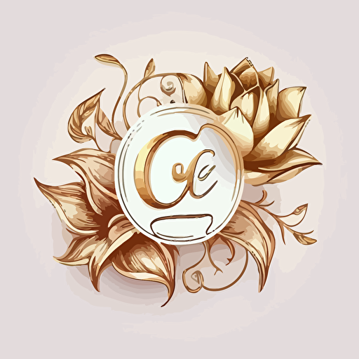 Vector logo with lotus flower and and the letter CG in Gold