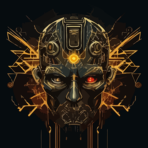 robotic face vector geometrical cables lights buttoms lasers