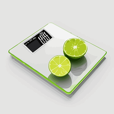 a digital scale , vector, white background, lime green digital background for scale