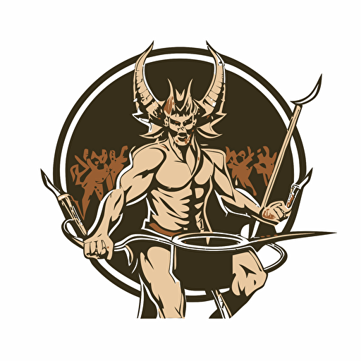 faun playing in a band, vector logo, vector art, emblem, simple cartoon, 2d, no text, white background