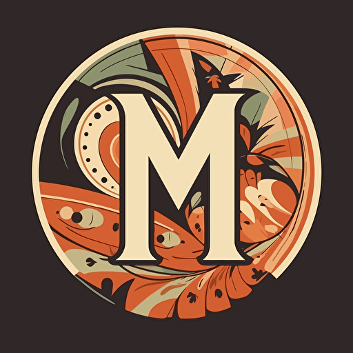 Logo of letter M, flat, by pablo picasso, ancient greek, philosophical, vector