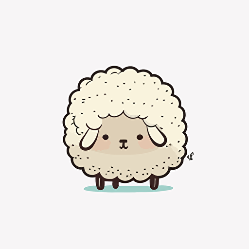 cute sheep kawaii style, vector, simple, angry sheep, cute, white background