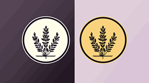 minimal vector logo, lavender and golden yellow colors with white and black accent