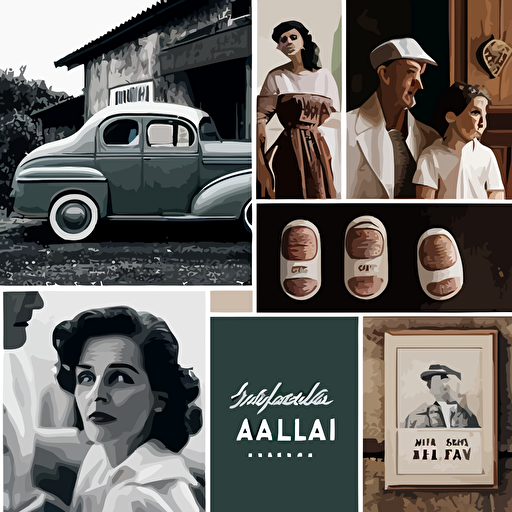 moodboard for a brand that has a ma and pa shop style old italian legacy brand with family photos and an old school vibe