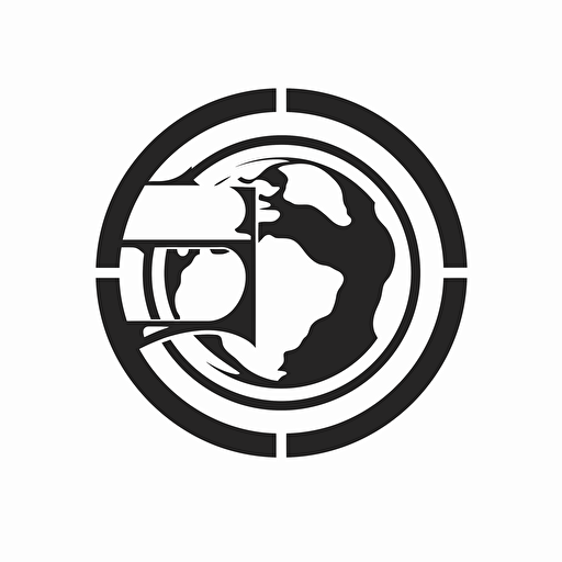a simple and flat modern vector logo of Atlas, Cinema, Film, Cam, black and white, white background
