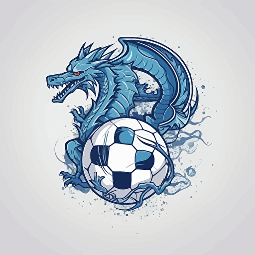 soccer logo with blue dragon, clean, art vector