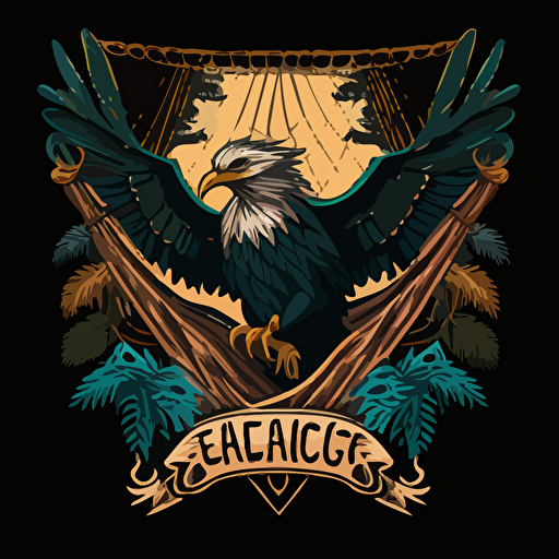 vector logo with an eagle carrying a hammock