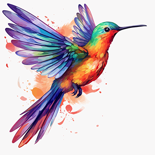 colorful kolibri bird sticker png hq white background vector