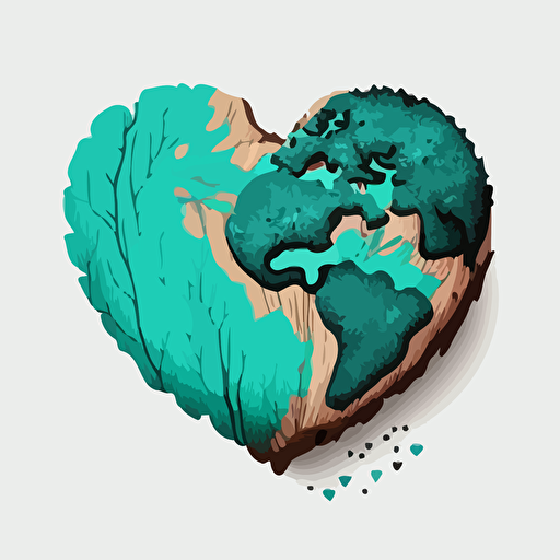 color and love on the earth, no background, tiffany blue, vector, log, flat, simple