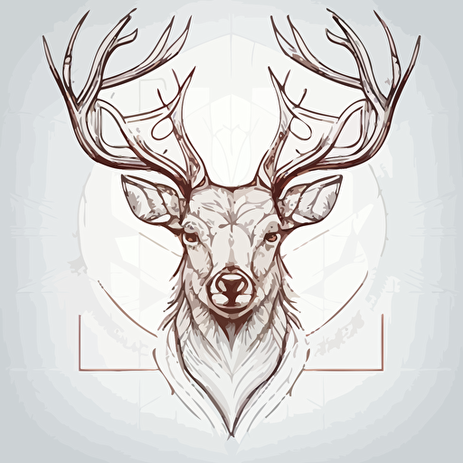stag head, vector art, flash, outline, symmetrical