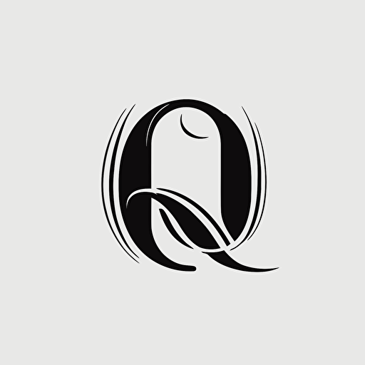 a lettermark of the letter Q, Logo, Serif Font, Vector, Simple