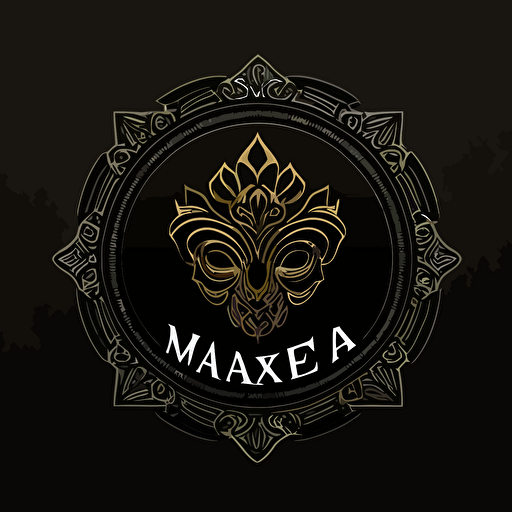 a simple, vector, flat logo design for "marekevada", cryptic, black background