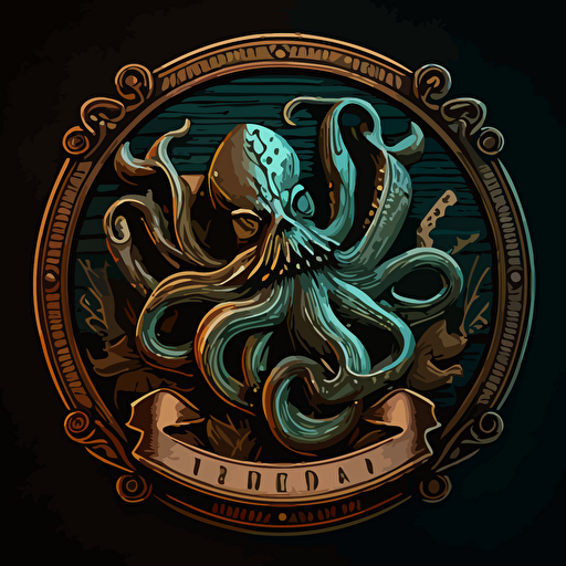 a kraken, 2d vector art emblem