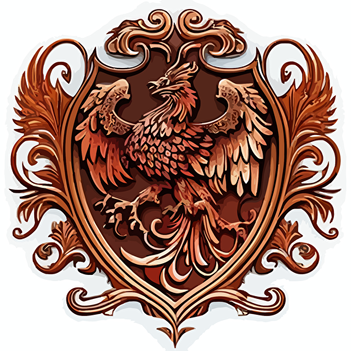sticker of a Phoenix coat of arms, highly detailed, vector art, defined sticker cutout, plain white background, 32k